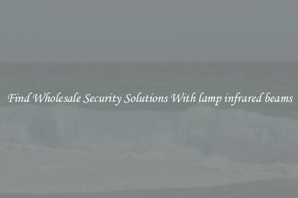Find Wholesale Security Solutions With lamp infrared beams