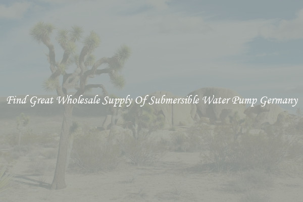 Find Great Wholesale Supply Of Submersible Water Pump Germany
